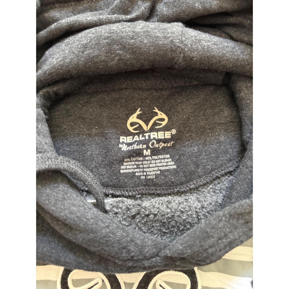 Realtree Hoodie Sweatshirt Men Size Medium Gray USA Graphic Logo Pullover - Picture 6 of 6